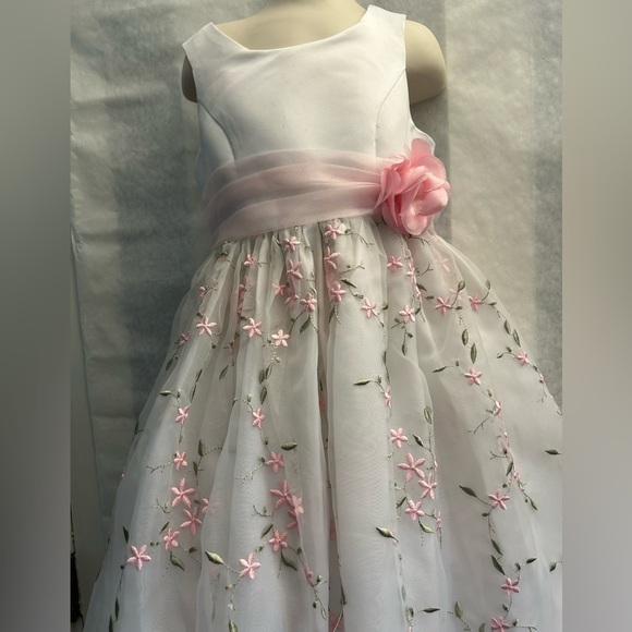 Children’s Concepts formal White & Pink embroidered Floral girls Dress Sz-6. W7 - Picture 6 of 13